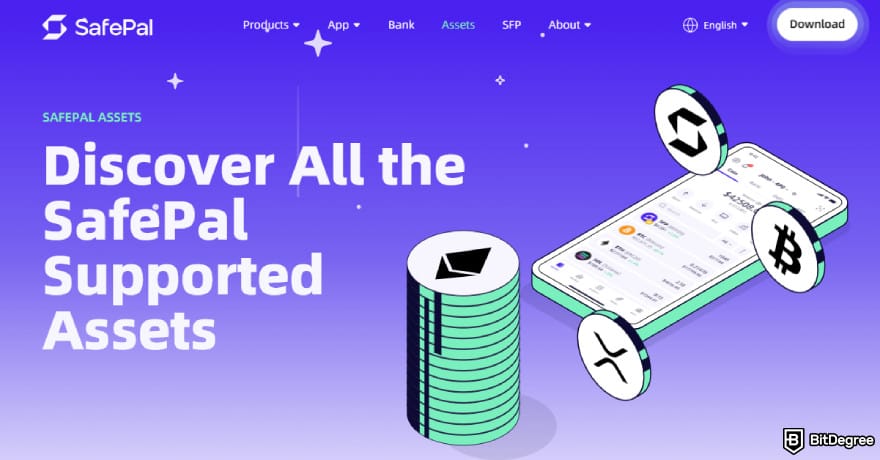 Best Sui wallet: SafePal's asset page main header.