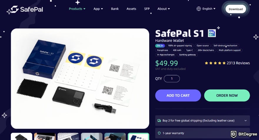 Best Sui wallet: SafePal S1's product details and pricing.
