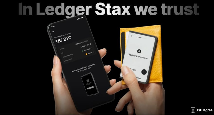 Best Tezos wallet: a screenshot of Ledger Stax.