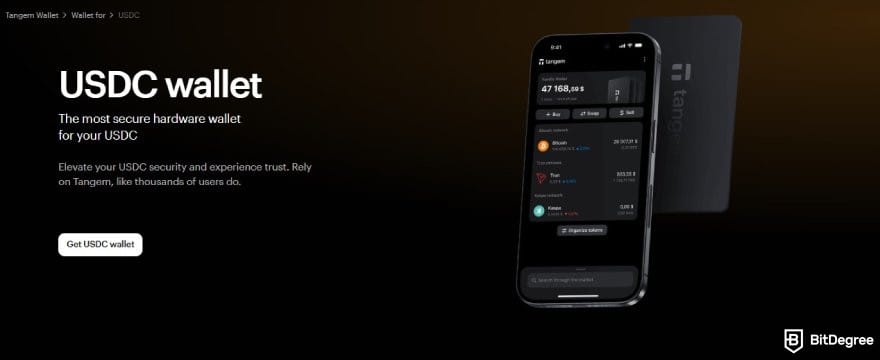 Best USDC wallet: Tangem USDC wallet header.
