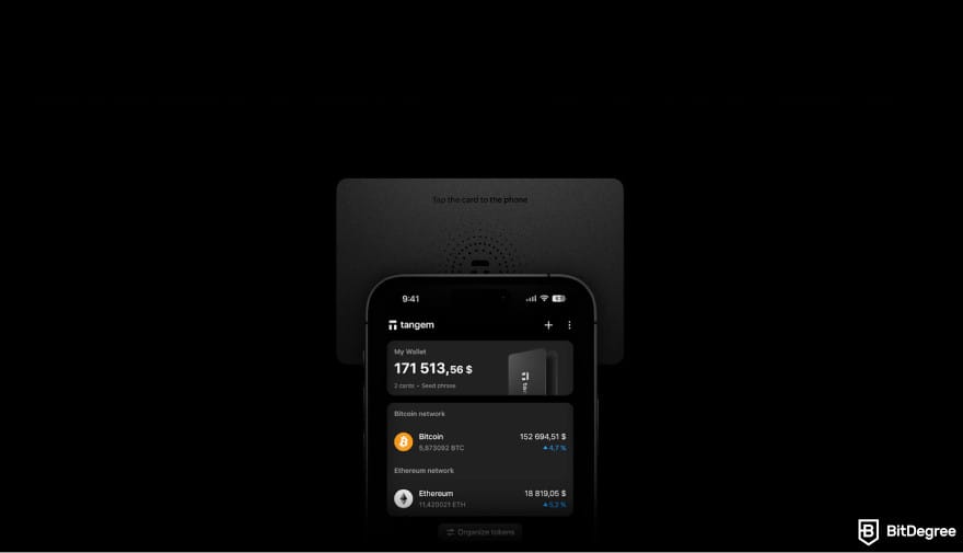 Best Verge walle: Tangem Wallet mobile app.