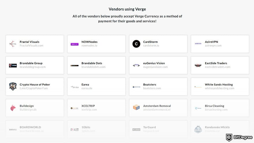 Best Verge wallet: Verge vendors list.