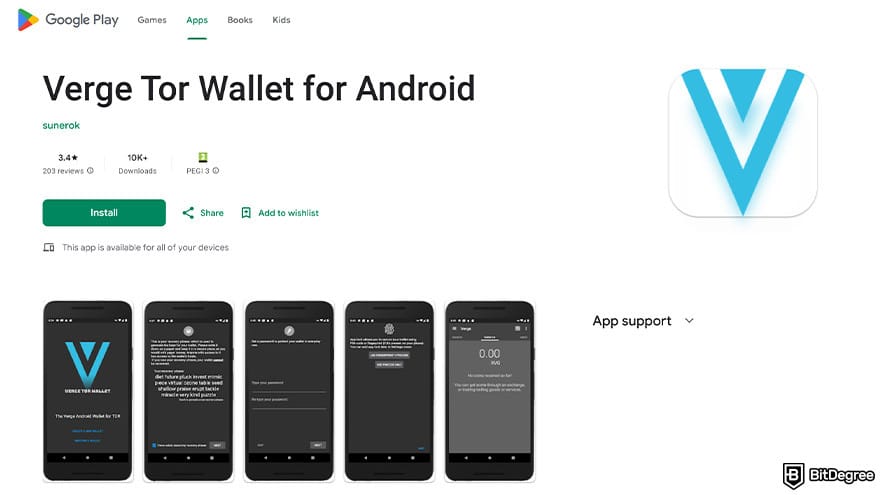 Best Verge wallet: Verge Tor wallet for android.