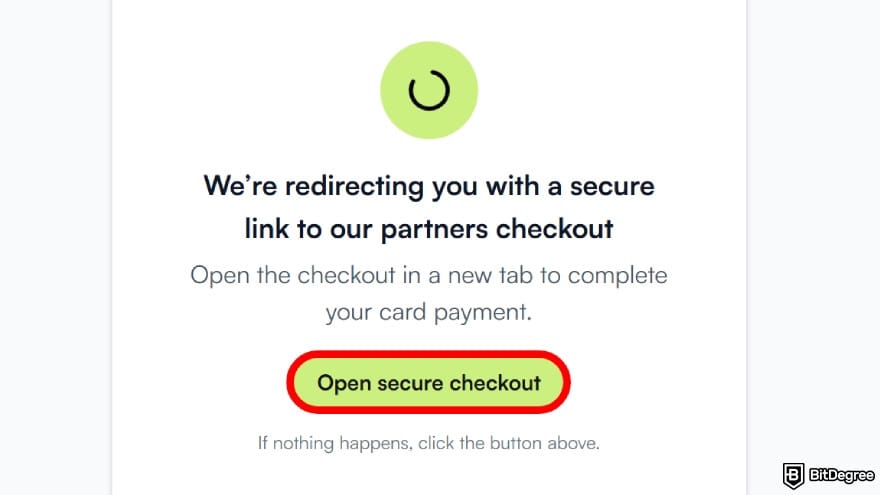 Best way to send money anonymously: wait to be redirected or click [Open secure checkout].
