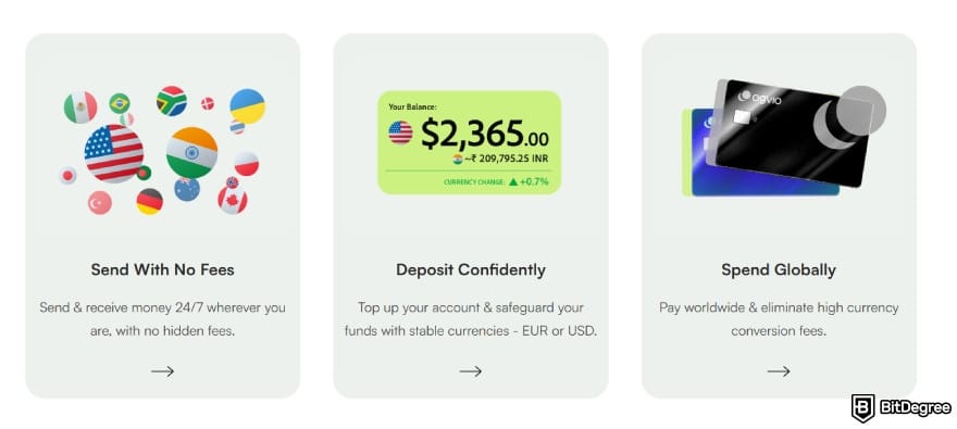 Best way to send money anonymously: Ogvio features showing no-fee transfers, stable currency deposits, and global spending supports. Best way to send money anonymously: Ogvio features showing no-fee transfers, stable currency deposits, and global spending supports.