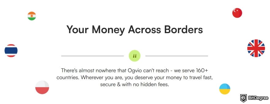 Best way to send money anonymously: promotional banner showing Ogvio's global reach.