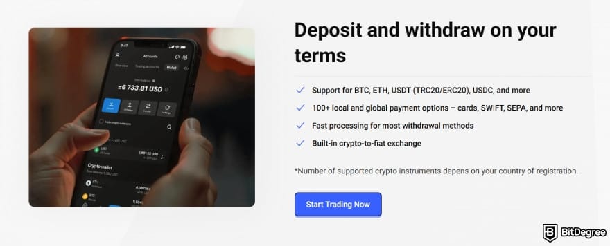 Best way to send money anonymously: PrimeXBT deposit and withdrawal features.
