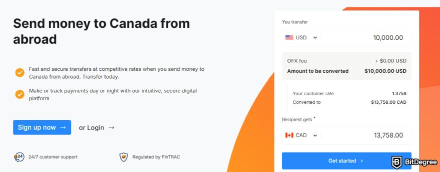 Best way to send money from Canada to US: OFX's currency converter calculator.