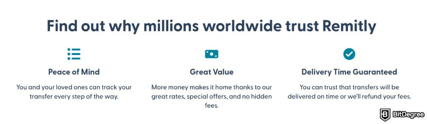 Best way to send money from Canada to US: Remitly's benefits, including great value and delivery time guaranteed.