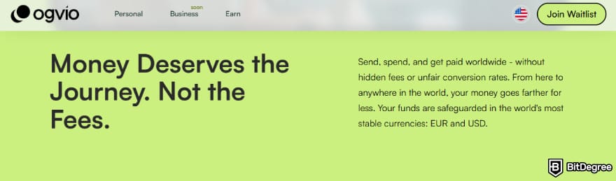 Best way to send money from USA to Canada: Ogvio website homepage.