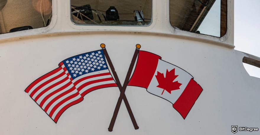 Best way to send money from USA to Canada: United States and Canada flag stickers on a ship.