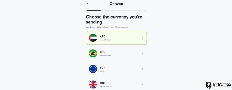 Best way to send money to Australia: Currency options for bank transfer top ups on Ogvio app.