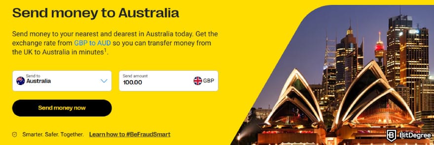 Best way to send money to Australia: transferring money to Australia from the UK using Western Union.