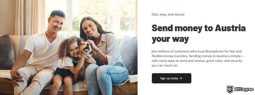 Best way to send money to Austria: description for MoneyGram money transfer service.