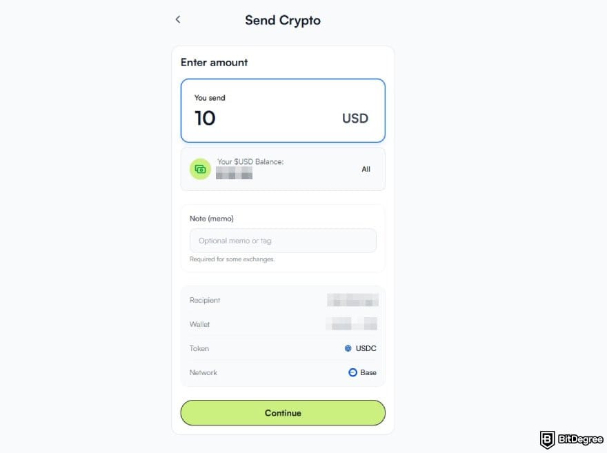 Best way to send money to Austria: the send crypto amount page on Ogvio.