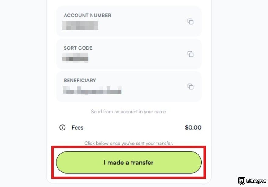 Best way to send money to Austria: the deposit confirmation page on Ogvio.