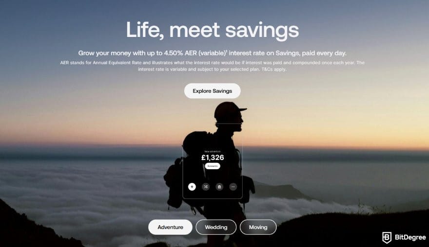 Best way to send money to Belgium: description for Revolut's savings feature.