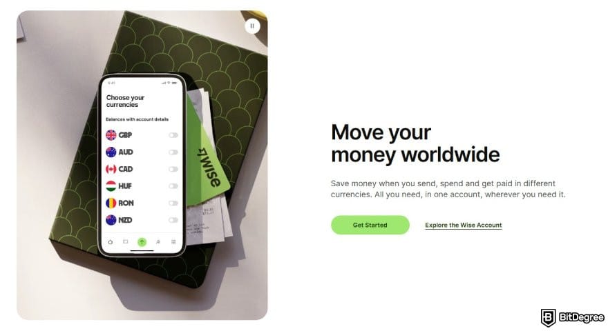Best way to send money to Belgium: description for Wise money moving feature.