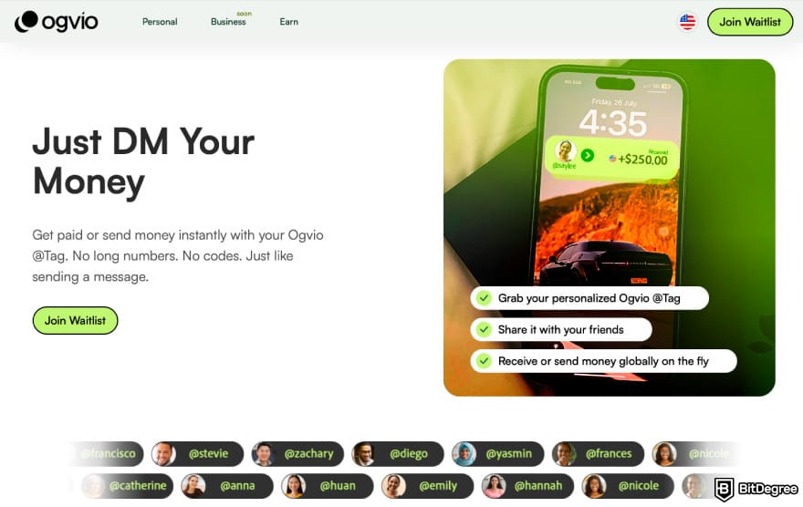 Best way to send money to Brazil: a screenshot of Ogvio features.