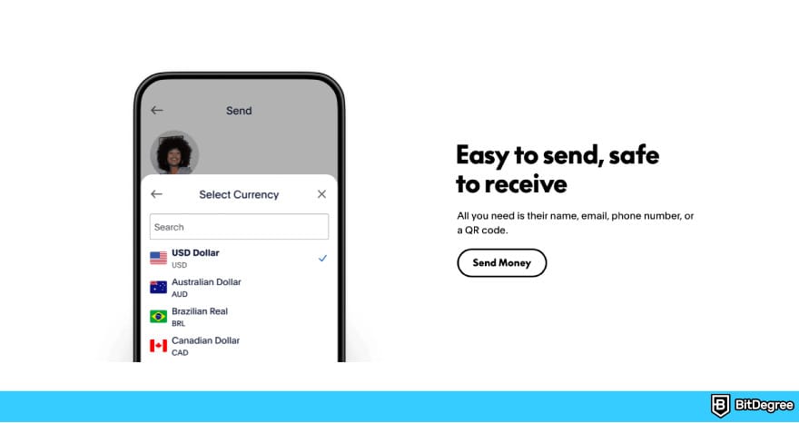 Best way to send money to Brazil: a screenshot of PayPal features.
