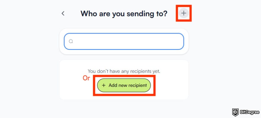 Best way to send money to Canada: buttons to add a new recipient on Ogvio app. Best way to send money to Canada: buttons to add a new recipient on Ogvio app.