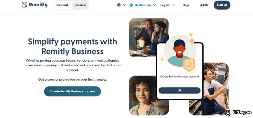 Best way to send money to Canada: Remitly Business page.