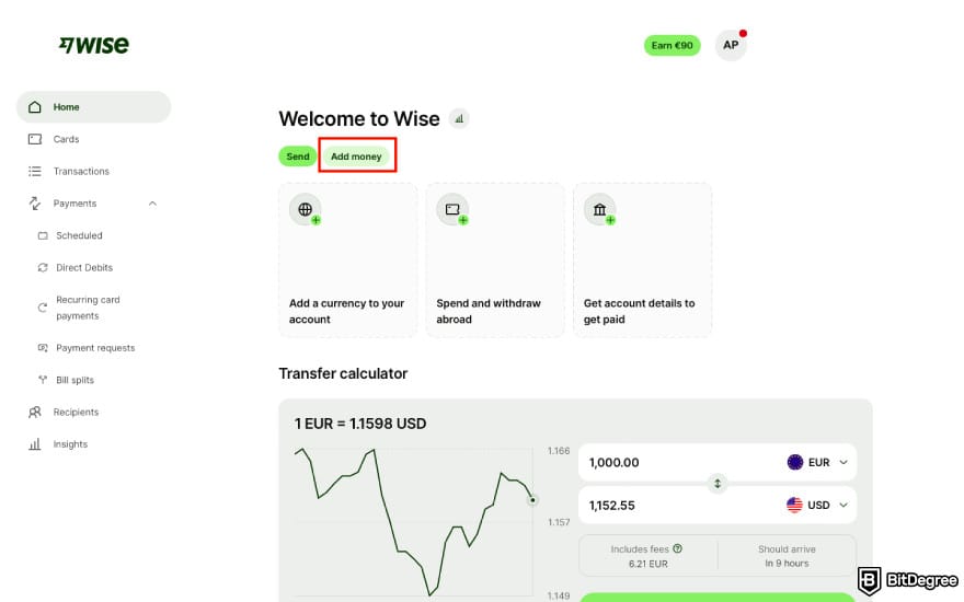 Best way to send money to China: click [Add money].