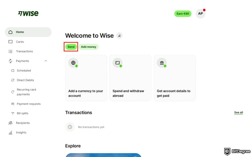 Best way to send money to China: click [Send].