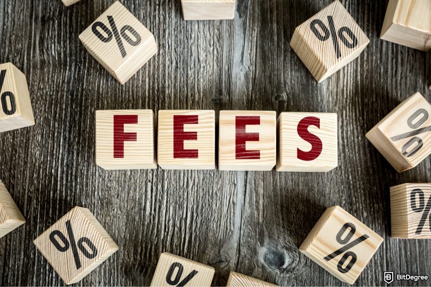 Best way to send money to China: wooden cubes spelling out the word FEES.