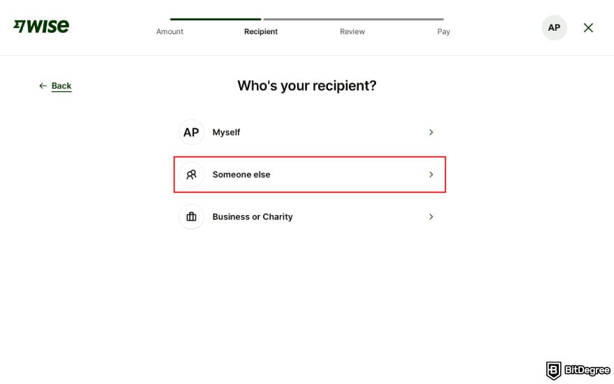 Best way to send money to China: click [Someone else].