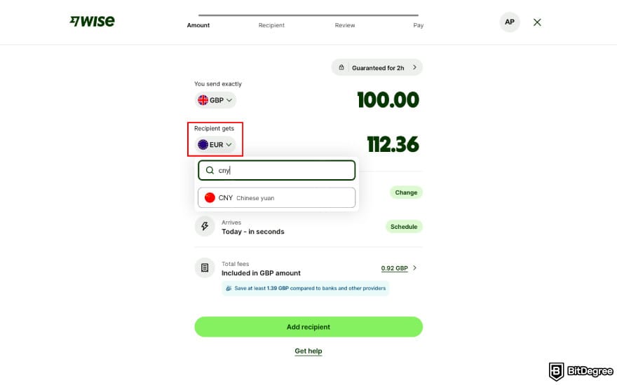 Best way to send money to China: choose CNY.