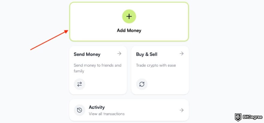 Best way to send money to China: a red arrow pointing to the [Add Money] button on Ogvio.