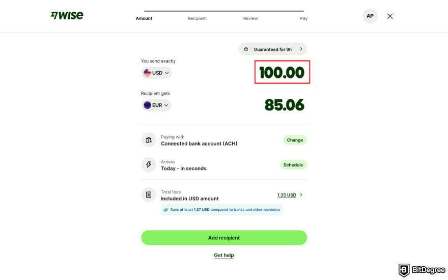 Cara terbaik kirim uang ke China: masukkan jumlah USD yang ingin kamu kirim.