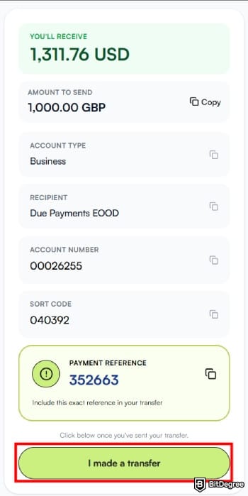 Best way to send money to Colombia: copy the reference numbers.