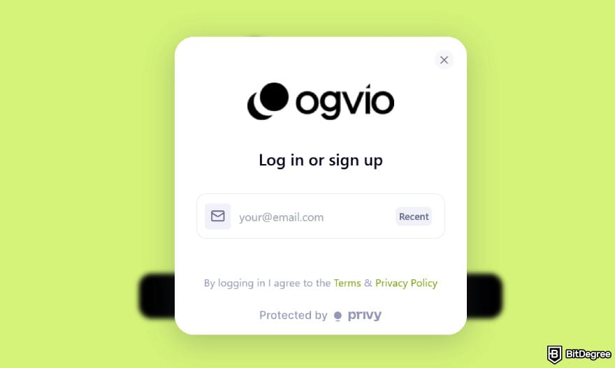 Best way to send money to Croatia: Ogvio sign up page.