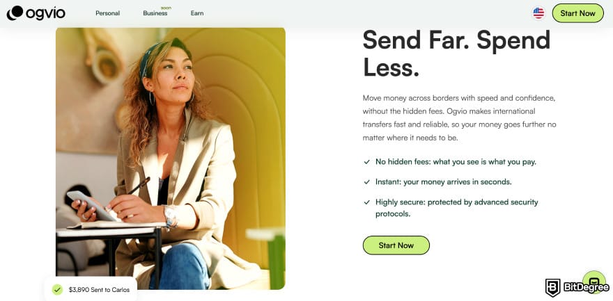 Best way to send money to Cyprus: Ogvio send money page.