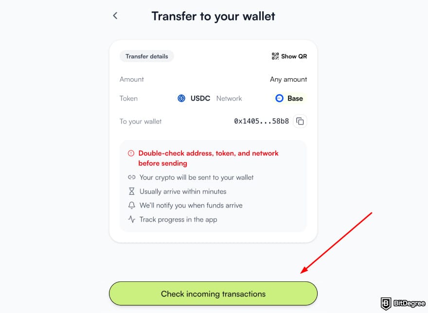 Best way to send money to Cyprus: Ogvio top up crypto transaction page.