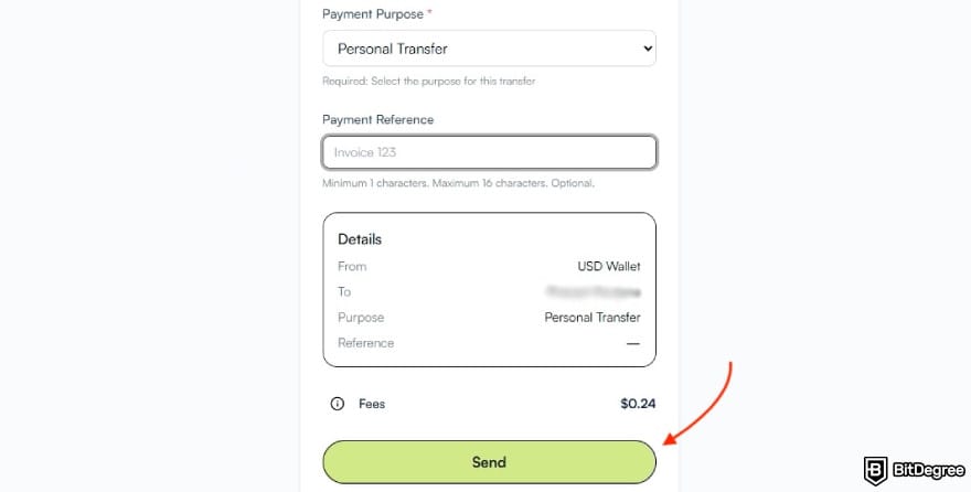 Best way to send money to Dominican Republic: a red arrow pointing to the [Send] button on Ogvio.
