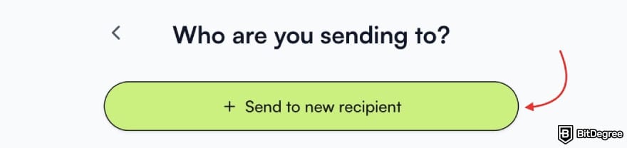 Best way to send money to Dominican Republic: a red arrow pointing to the [Send to new recipient] button.