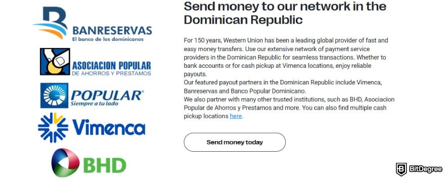 Best way to send money to Dominican Republic: Western Union's bank partners in Dominican Republic. Best way to send money to Dominican Republic: Western Union's bank partners in Dominican Republic.