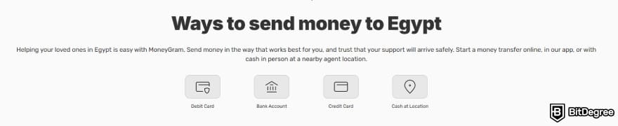 Best way to send money to Egypt: MoneyGram payment options.