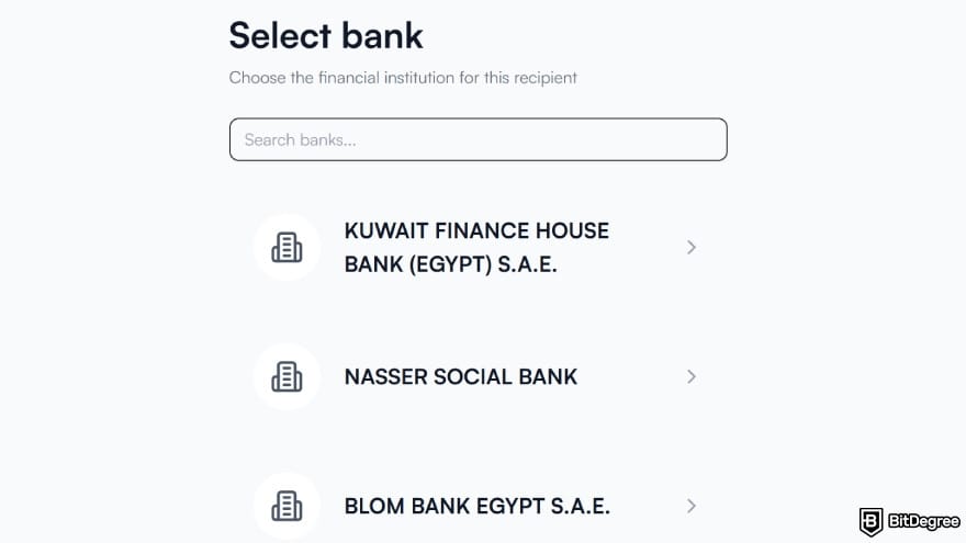 Best way to send money to Egypt: choose recipient's bank.