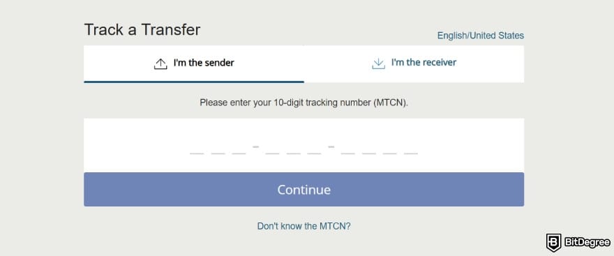 Best way to send money to Egypt: WU's transfer tracking interface.