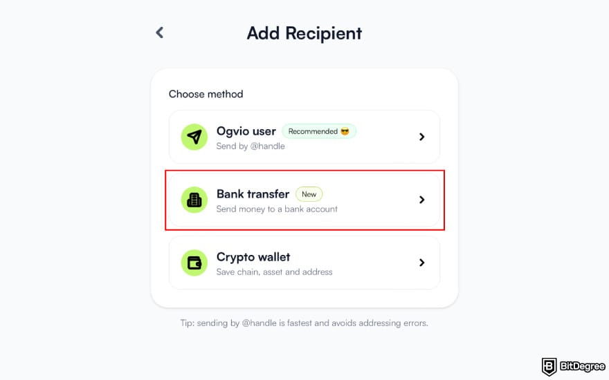 Best way to send money to El Salvador: choose [Bank transfer] on Ogvio.