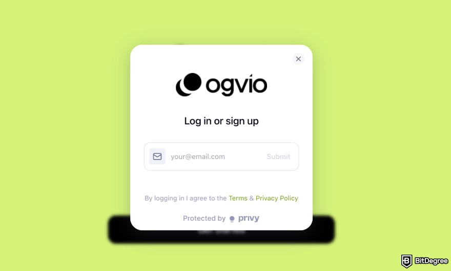 Best way to send money to Estonia: the sign up/log in page on Ogvio.