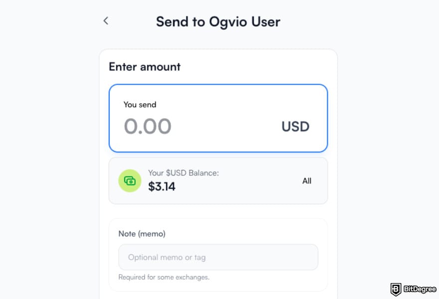 Best way to send money to Estonia: type in the transfer amount on Ogvio when sending to another user.