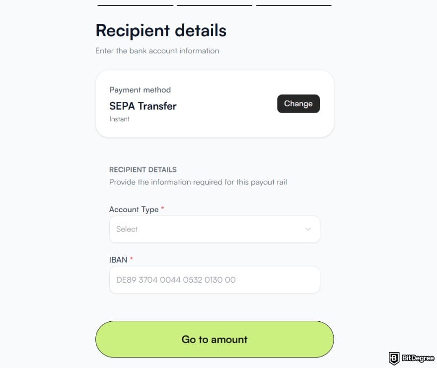 Best way to send money to Estonia: entering recipient details on Ogvio.