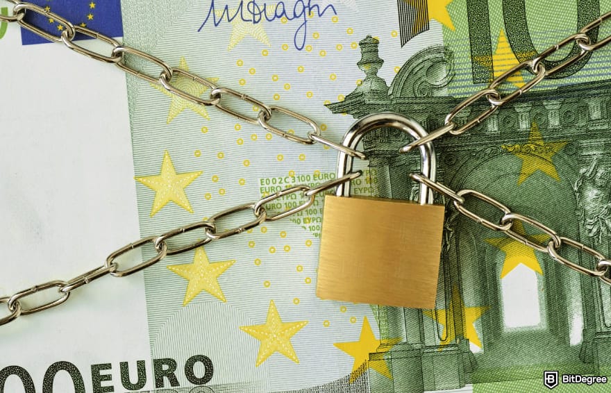 Best way to to send money to Europe: euro bills with padlock to illustrate money security.
