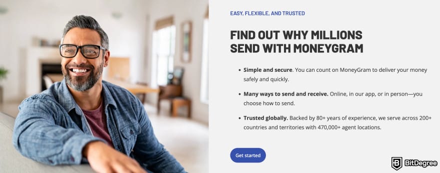 Best way to to send money to Europe: MoneyGram homepage.