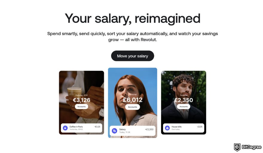 Best way to to send money to Europe: Revolut homepage.